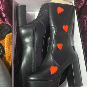 Black with red hearts platform boots dolls kill